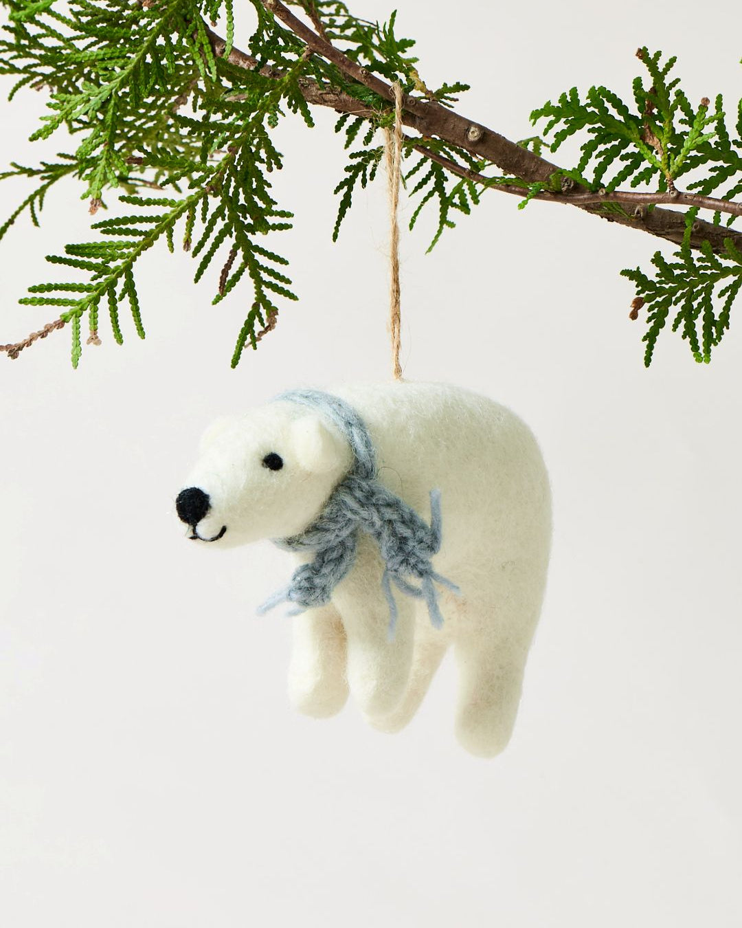 Felted Polar Bear Ornament