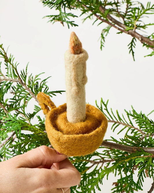 Felted Candle Tree Clip Ornament