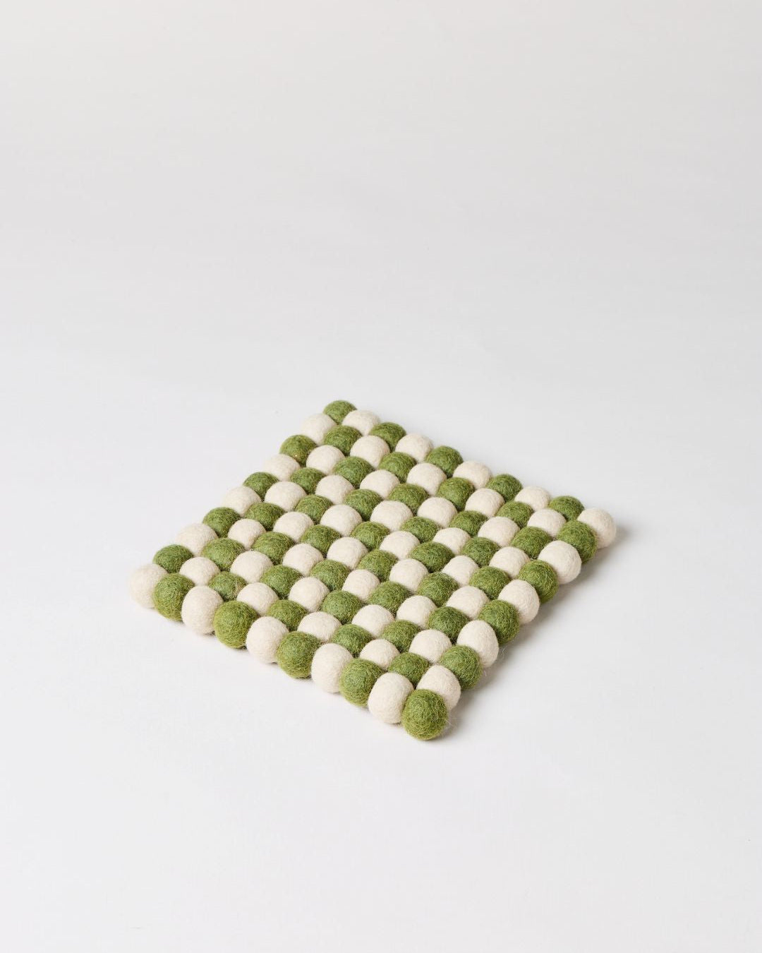 Artisan Felt Pom Pom Trivet - Natural & Moss