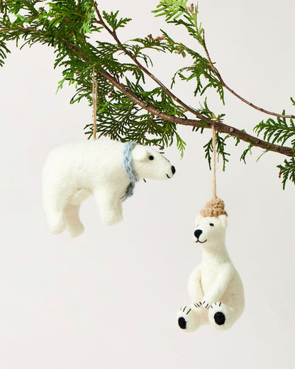 Felted Polar Bear Ornament