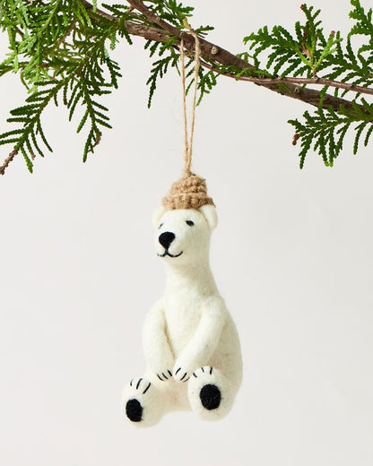 Felted Polar Bear Ornament