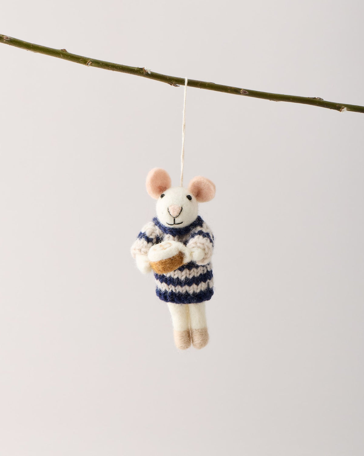 Felted Mouse Ornament - Morning Mug Mouse