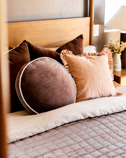 Slubby Cotton Ruffle Pillow