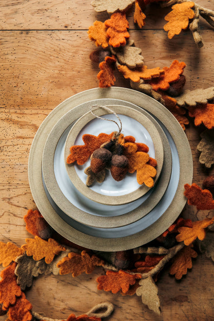 Felted Oak & Acorn Swag