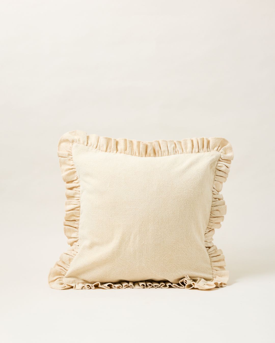 Slubby Cotton Ruffle Pillow