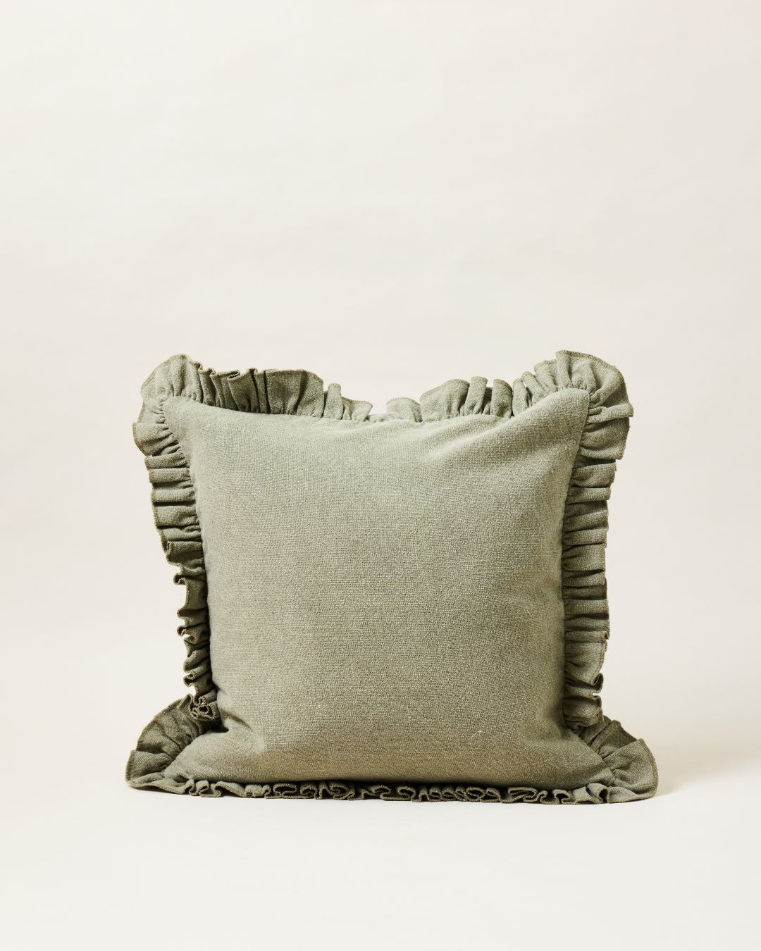 Slubby Cotton Ruffle Pillow