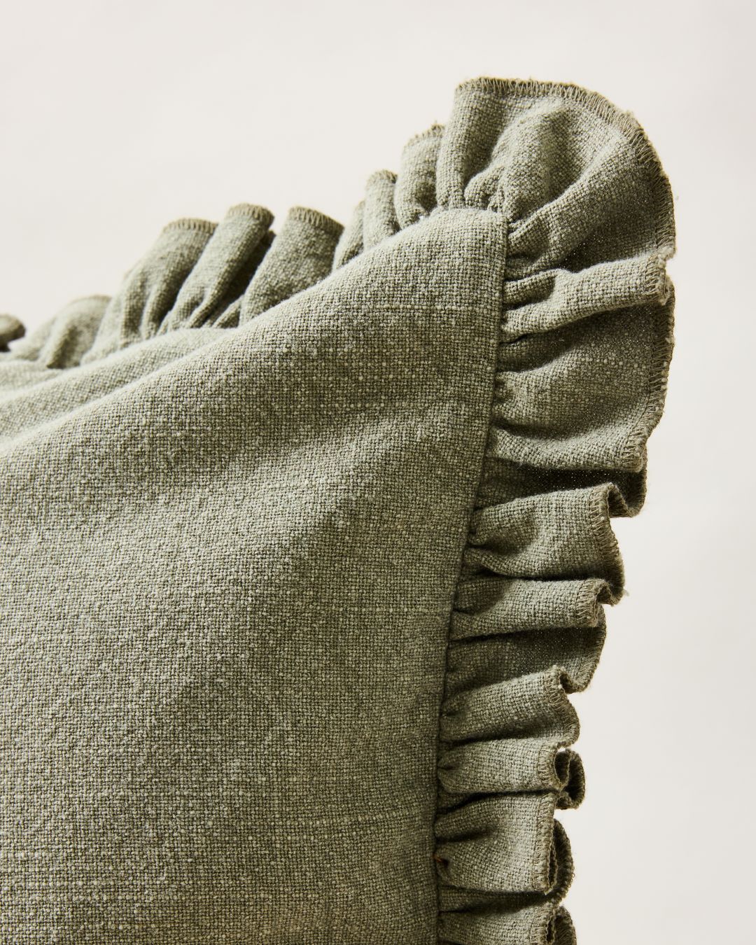 Slubby Cotton Ruffle Pillow