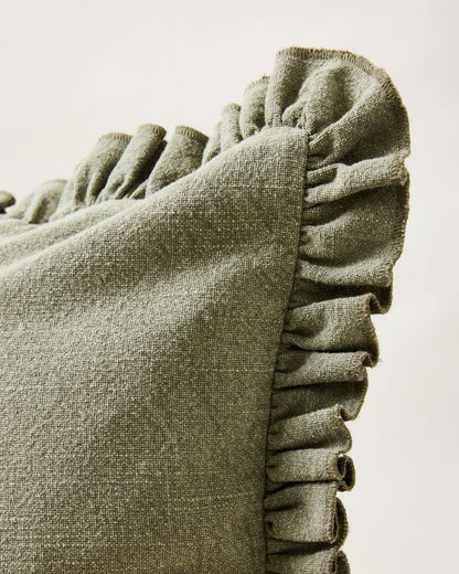 Slubby Cotton Ruffle Pillow