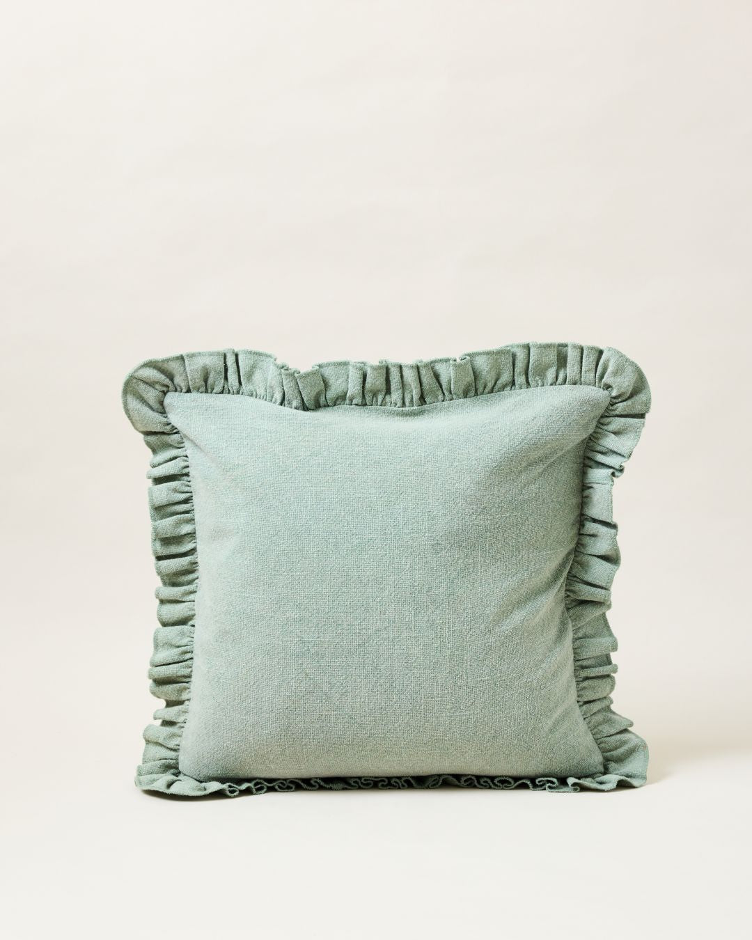 Slubby Cotton Ruffle Pillow
