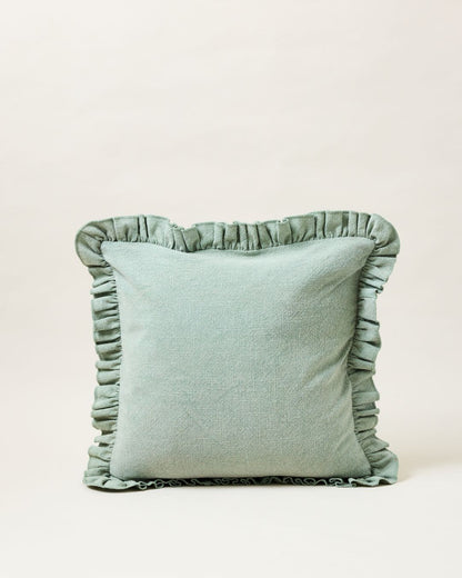 Slubby Cotton Ruffle Pillow