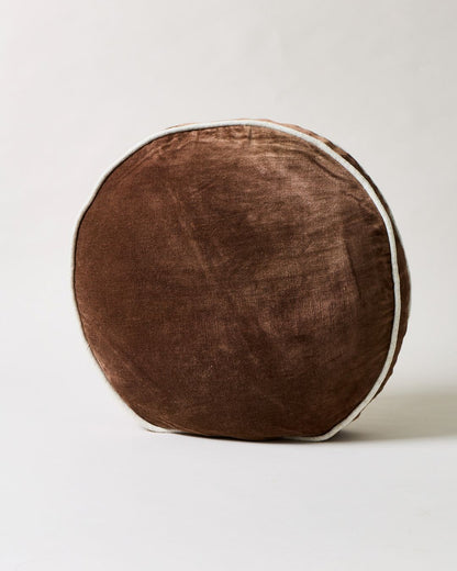 Round Velvet + Linen Pillow