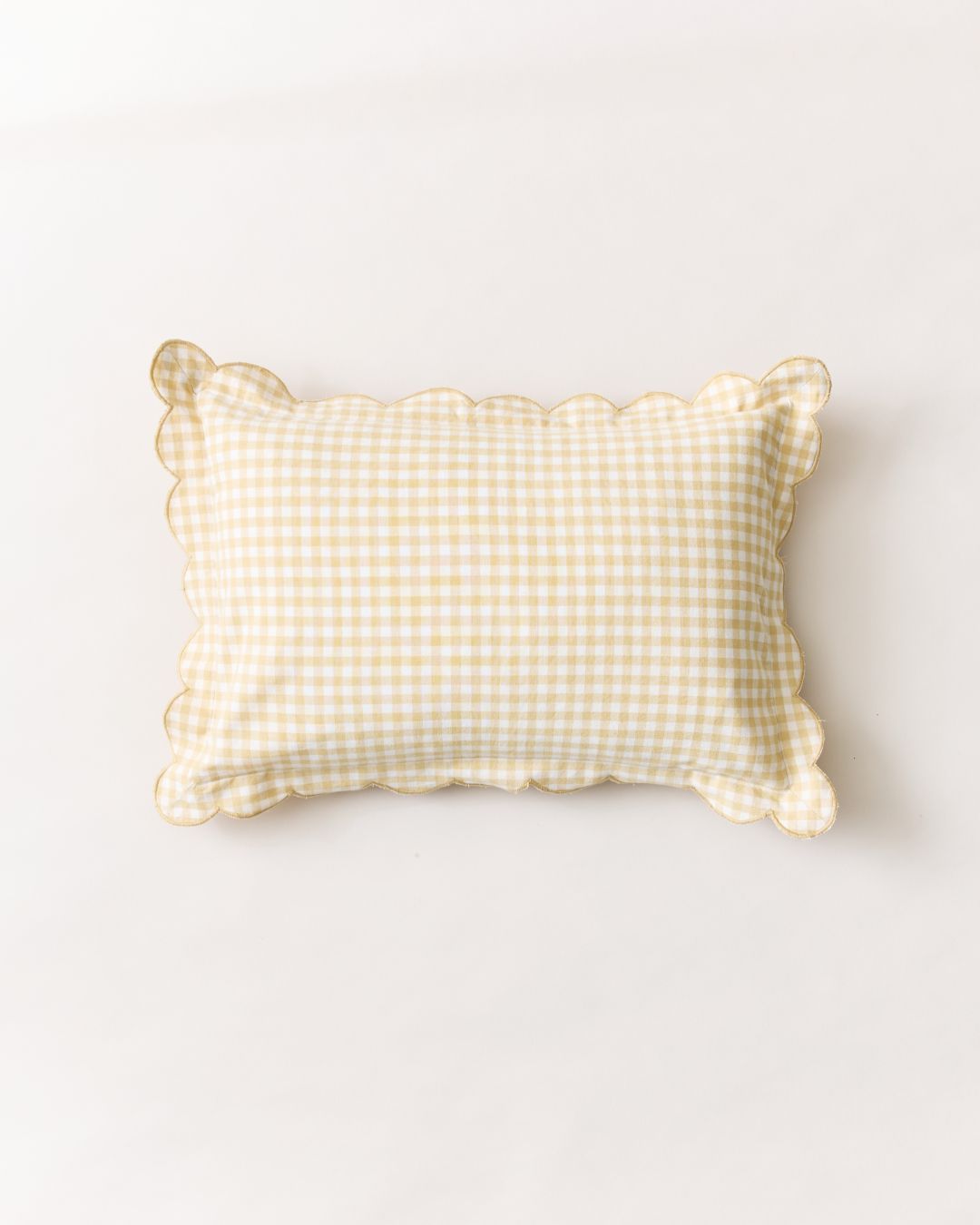 Scalloped Gingham Lumbar Pillow