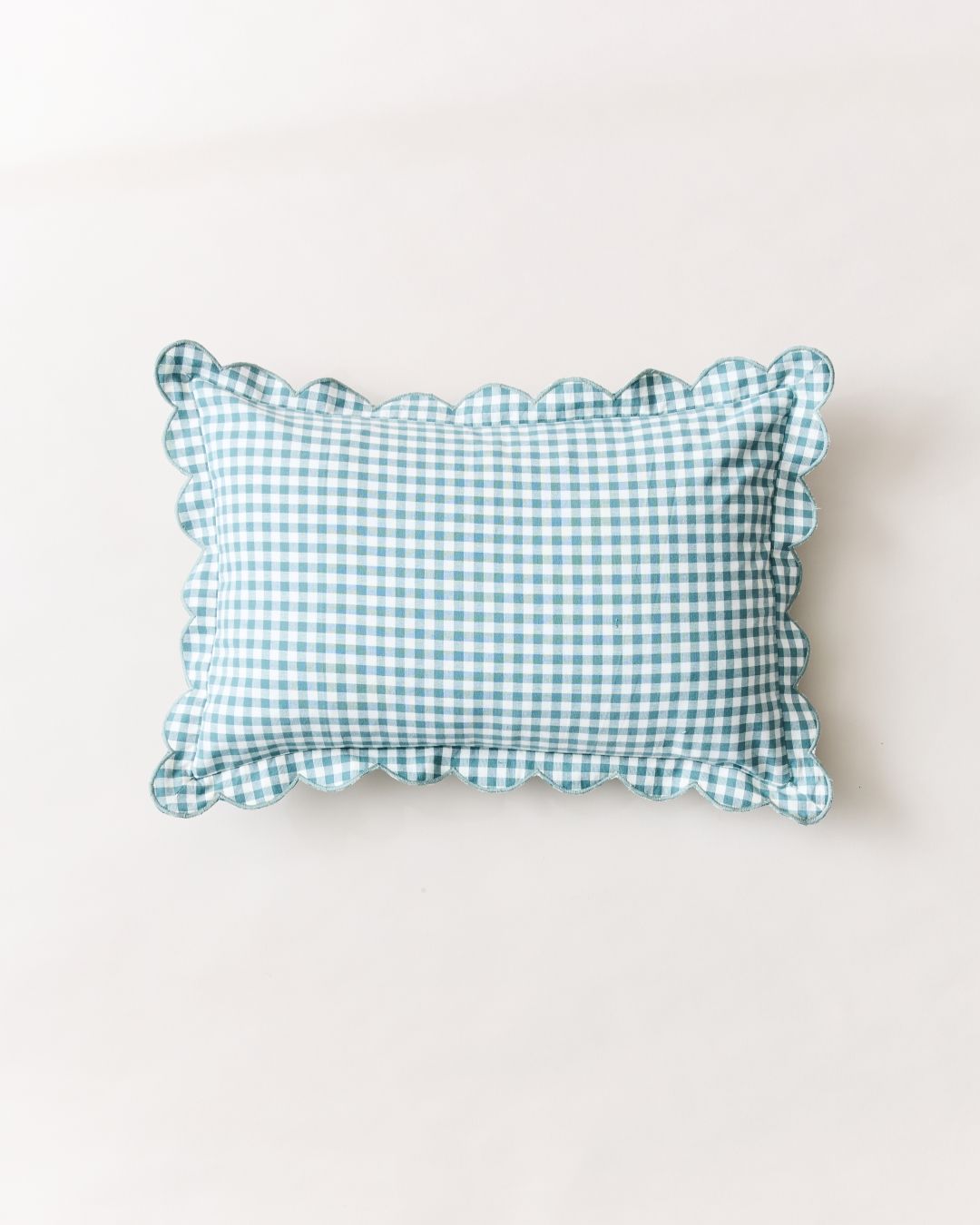 Scalloped Gingham Lumbar Pillow