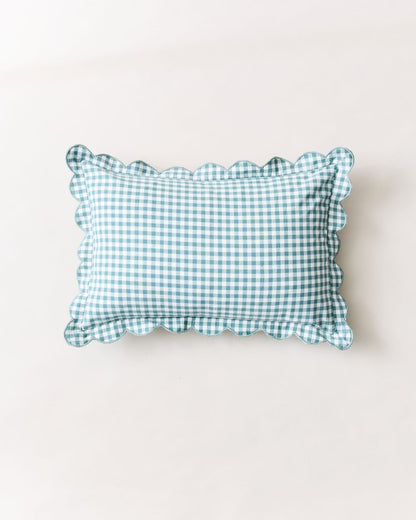 Scalloped Gingham Lumbar Pillow