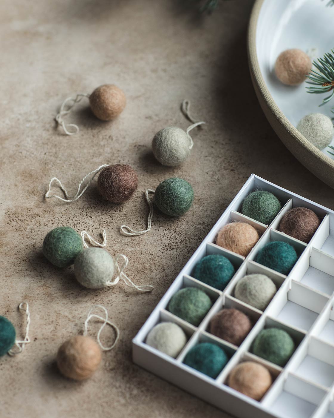 Felted Mini Baubles - Set of 25