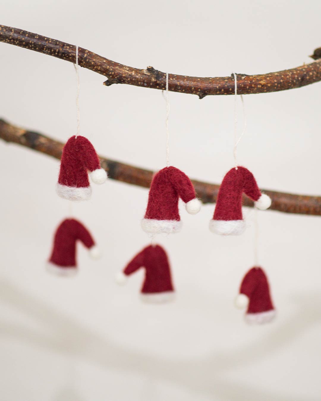 Felted Nordic Hat Ornament - Set of 6
