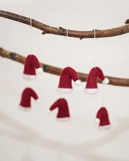 Felted Nordic Hat Ornament - Set of 6