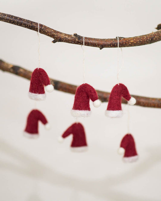 Felted Nordic Hat Ornament - Set of 6
