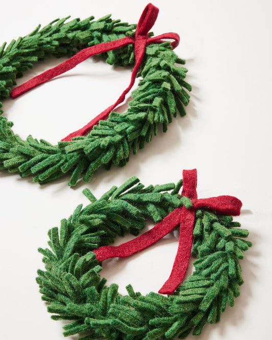 Farmhouse Pottery artisan felted wool wreaths.
