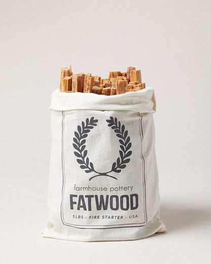 Farmhouse Pottery fatwood 5 lb bag studio shot. 