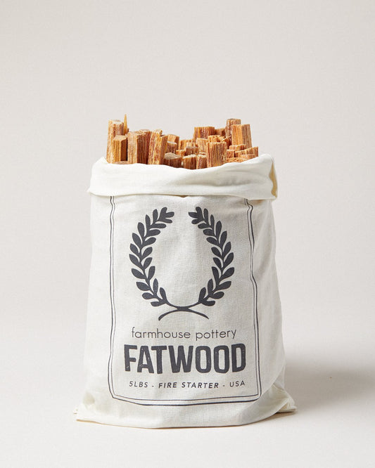 Farmhouse Pottery fatwood 5 lb bag studio shot. 