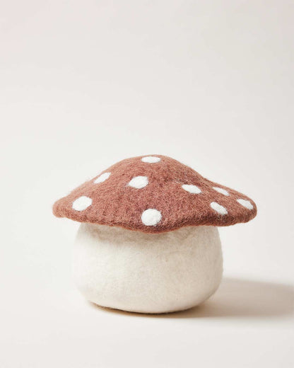Farmhouse Pottery artisan felted mushroom doorstop brown. 