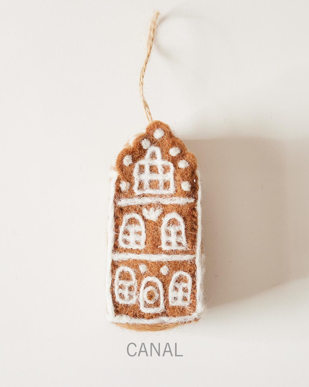 Felted Dutch Canal House ornament.