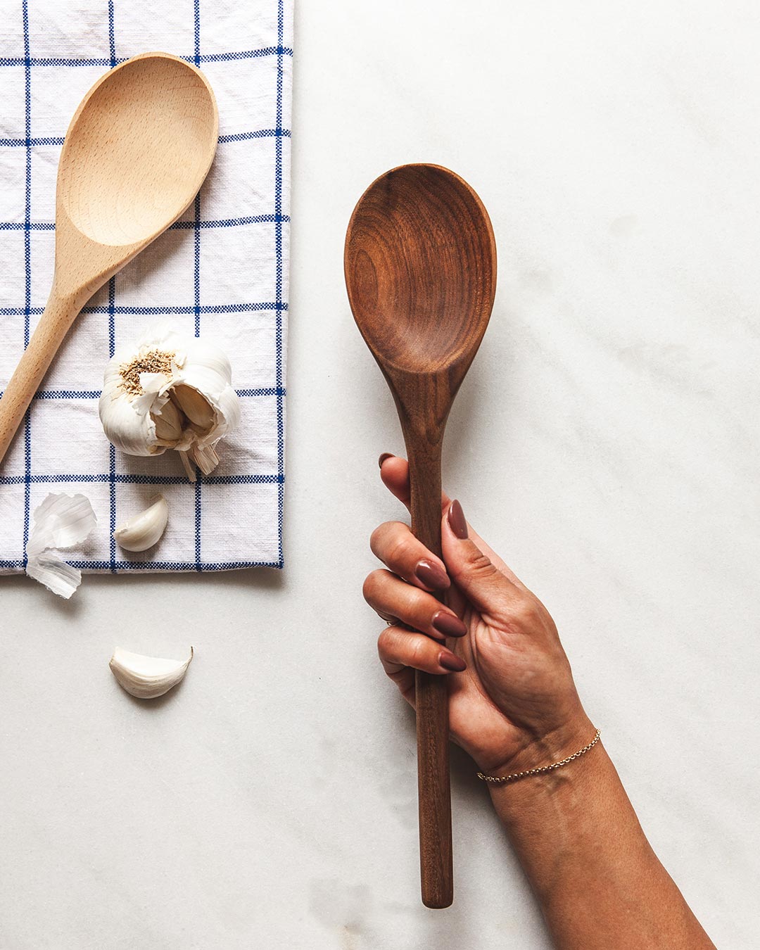 Farmhouse Pottery essential kitchen utensils spoon in walnut and beech.