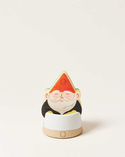 Farmhouse Pottery gnome sponge with simple sponge holder. 