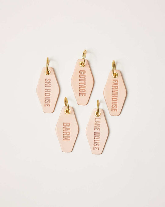Farmhouse Pottery happy place keychains - ski house, cottage, farmhouse, barn, lake house.