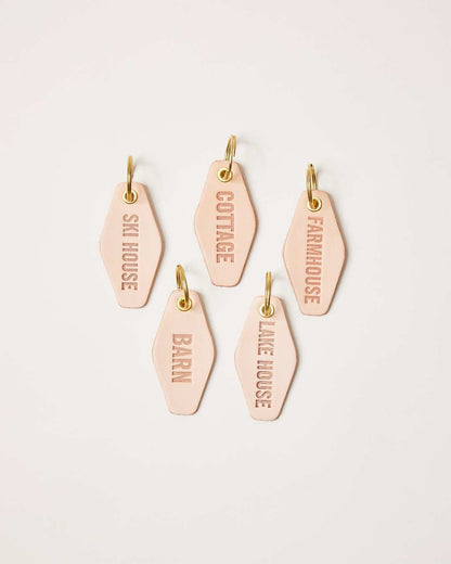 Farmhouse Pottery happy place keychains - ski house, cottage, farmhouse, barn, lake house. 