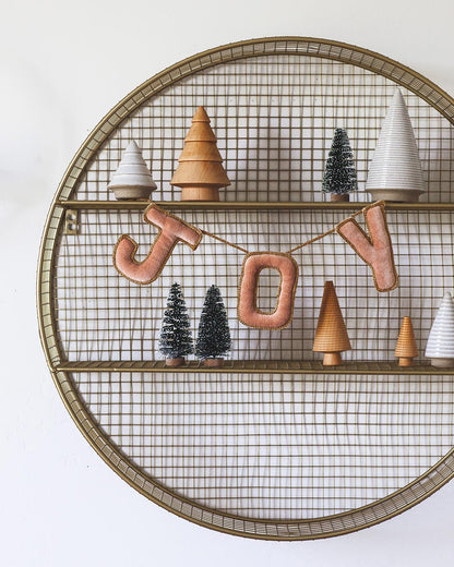 Farmhouse Pottery velvet holiday greeting joy in blush velvet.