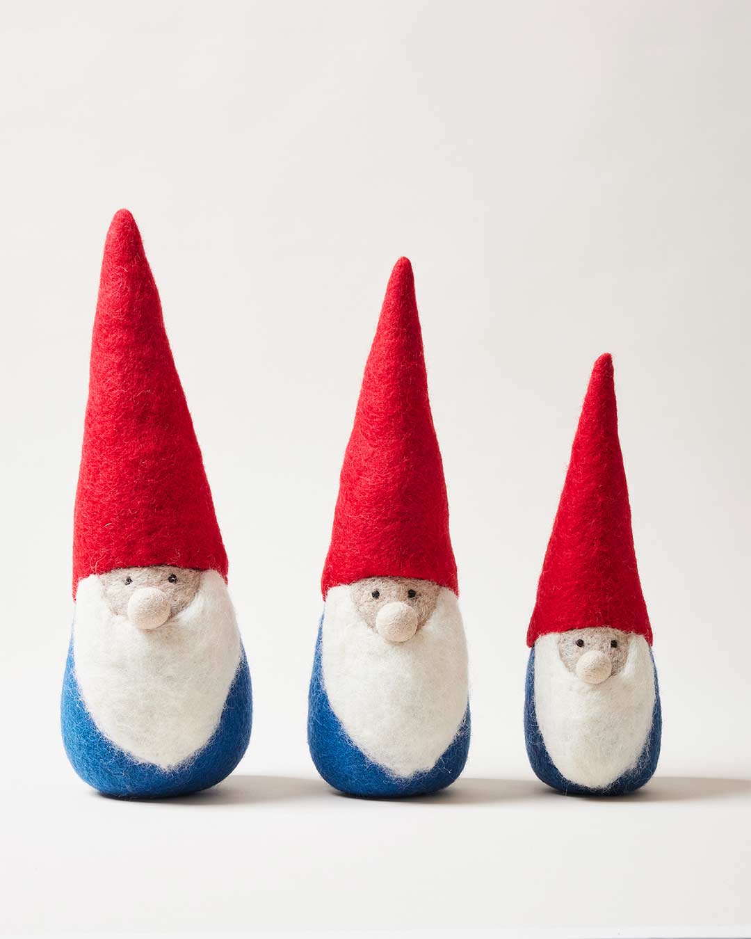 Farmhouse Pottery nordic felted gnome set of three. 