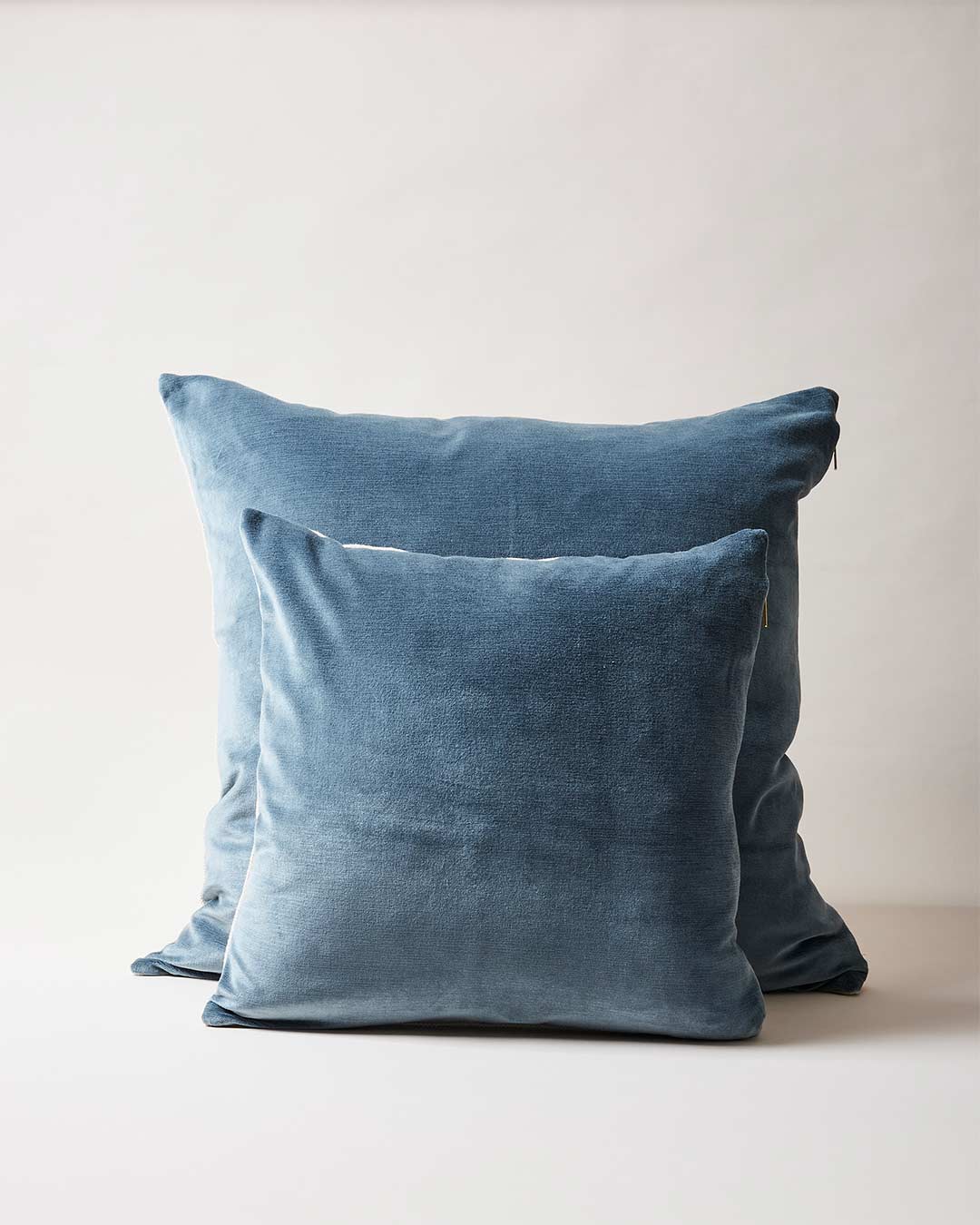 Farmhouse Pottery velvet and linen pillows slate blue. 